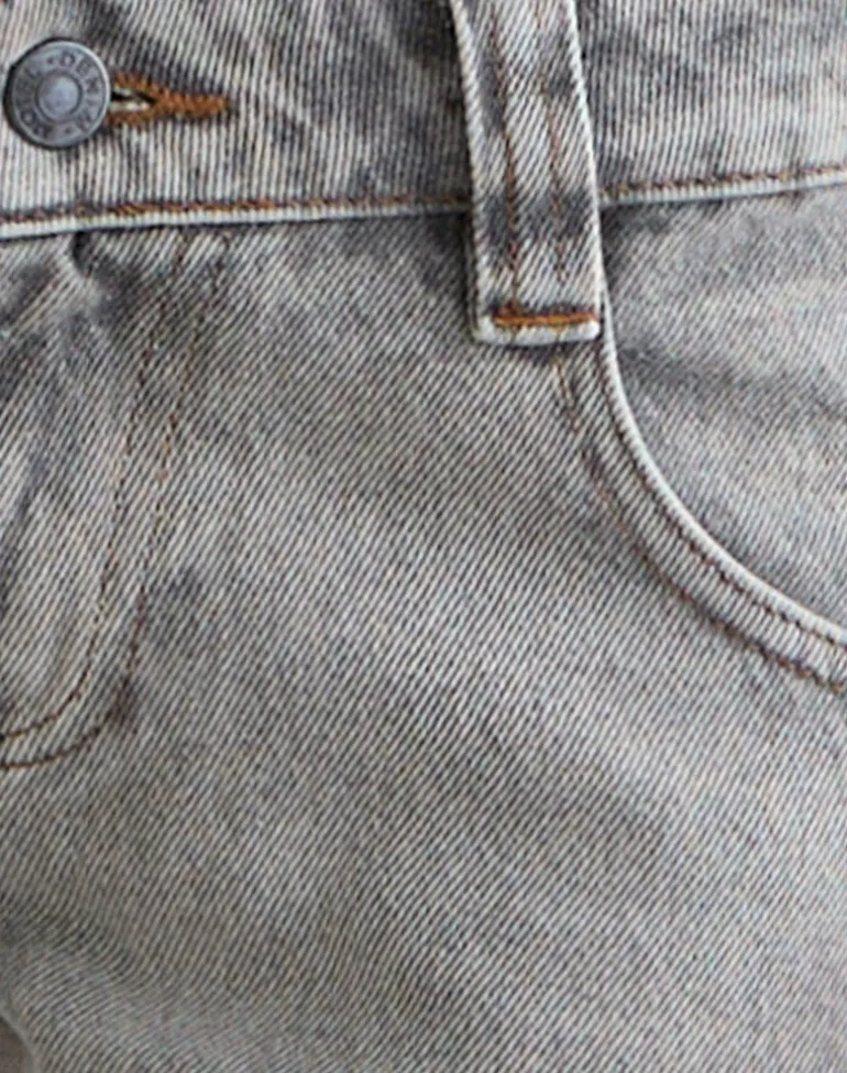 Bell Bottom Low Rise Flare Jeans in Bleached Grey
