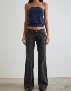 Bell Bottom Low Rise Flare Jeans in Vintage Black