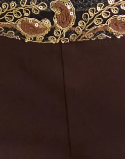 Belvani Mini Short in Brown with Embroidered Sequin Trim