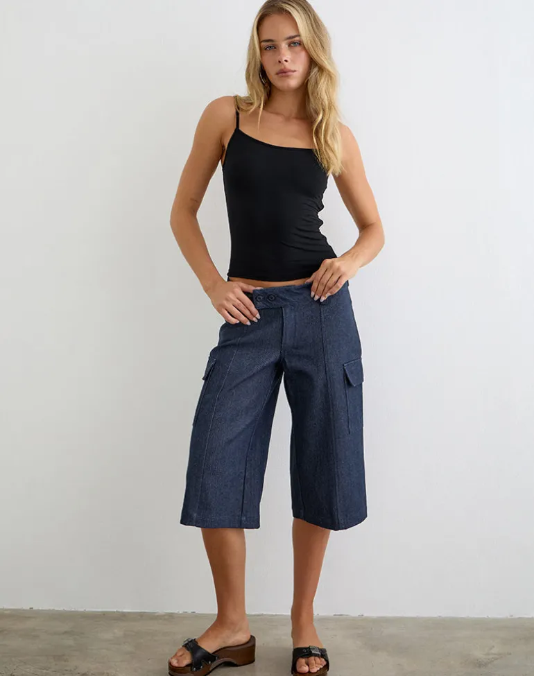 Bensen Capri Trouser in Chambray Denim Blue