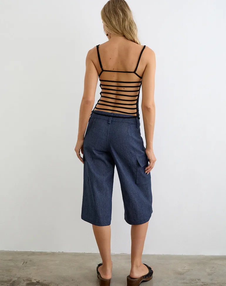 Bensen Capri Trouser in Chambray Denim Blue