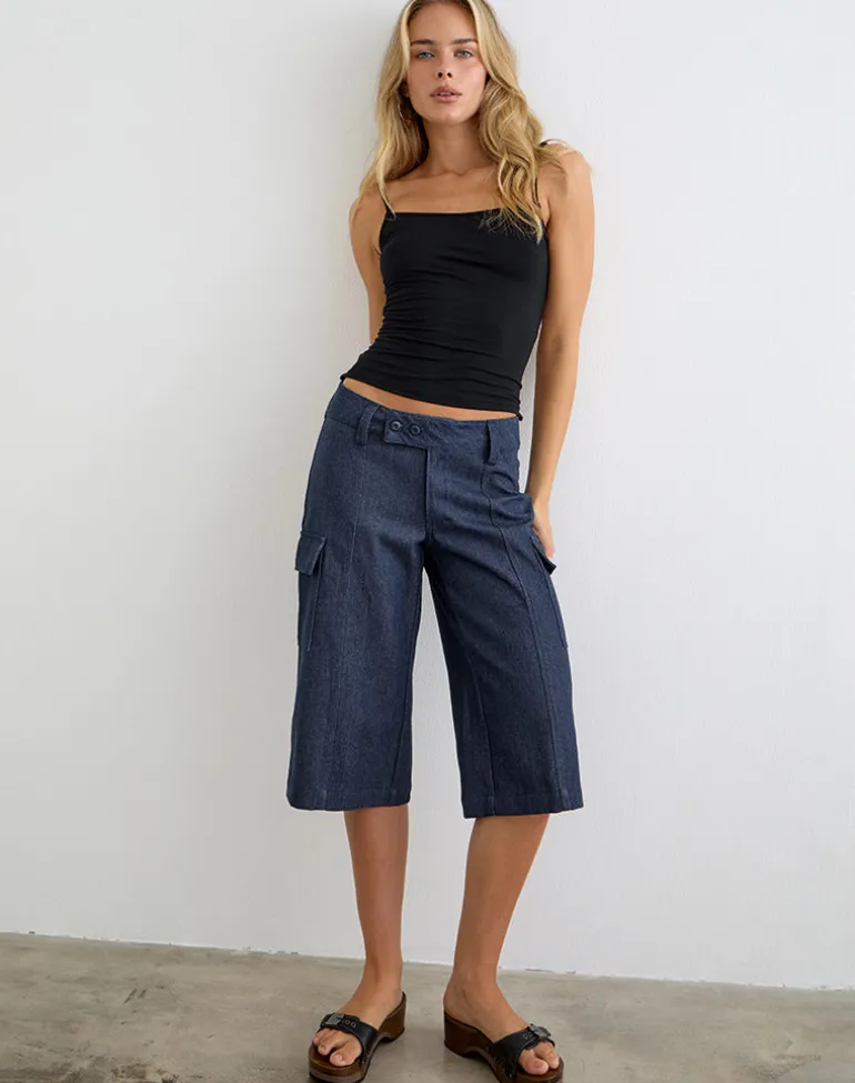 Bensen Capri Trouser in Chambray Denim Blue