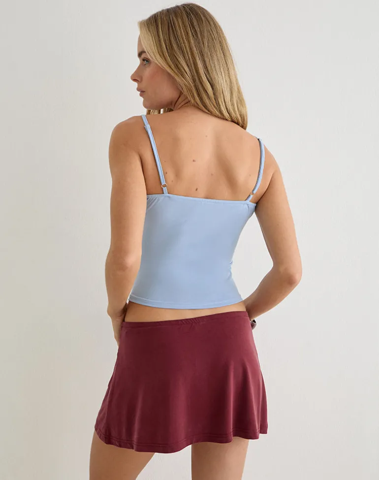 Betony Top with Beads in Cupro Blue Mist