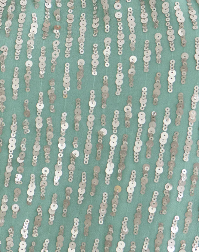 Beyi Halterneck Top in Chiffon Sequin Jade