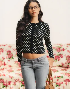 Bhavina Cardigan in Mono Polka