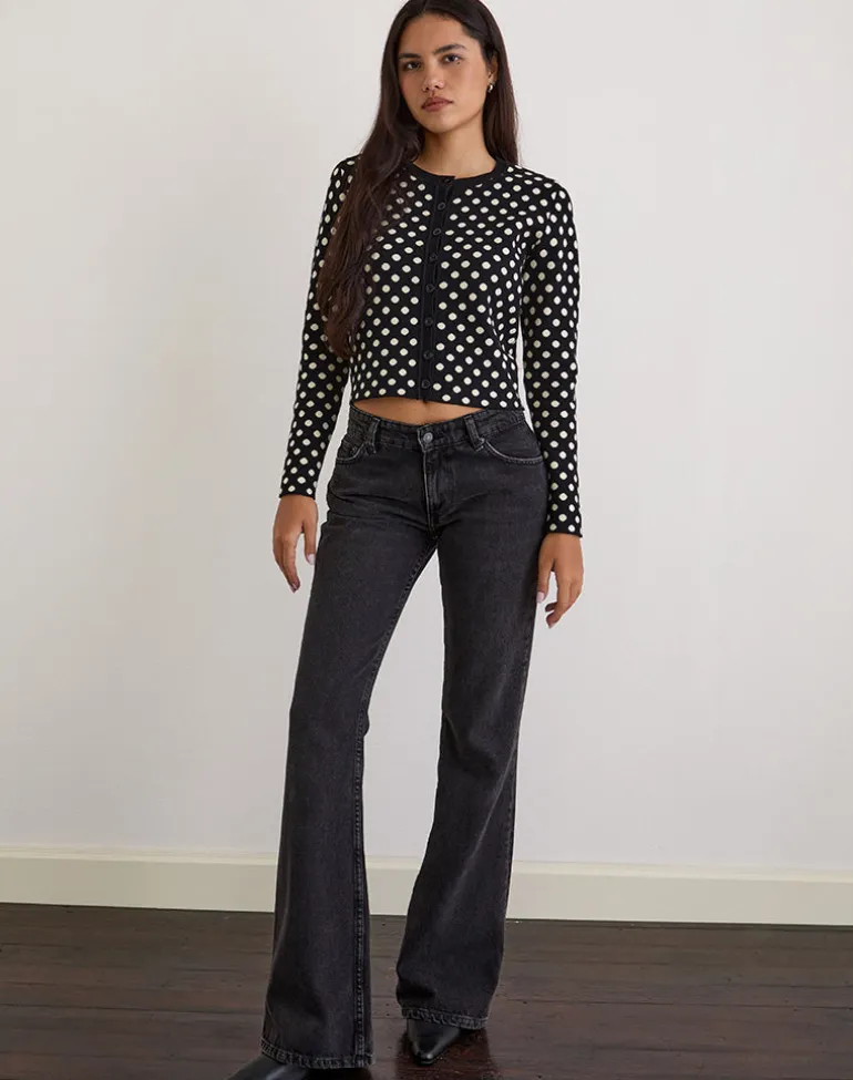 Bhavina Cardigan in Mono Polka