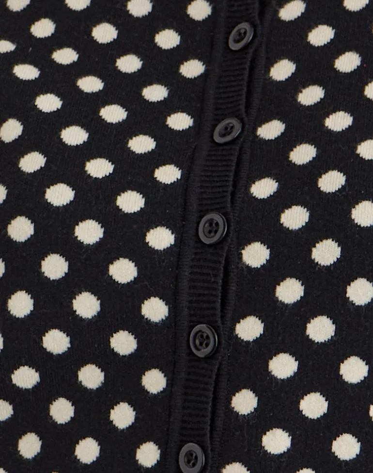 Bhavina Cardigan in Mono Polka