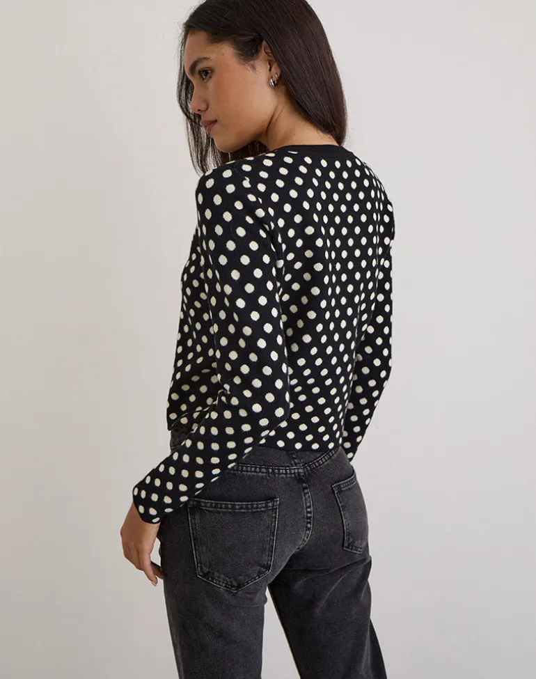 Bhavina Cardigan in Mono Polka