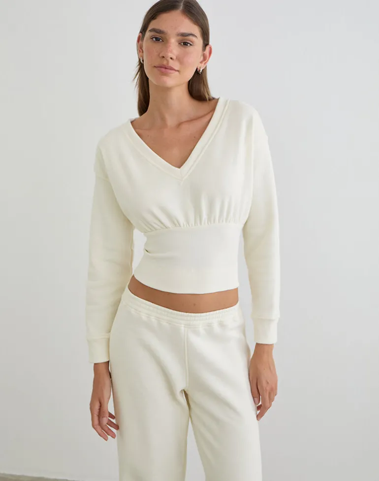 Bigail V Neck Jumper in Winter White