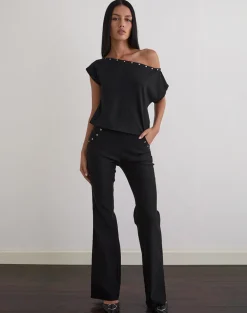 Bizzy Top in Jersey Black with Studs