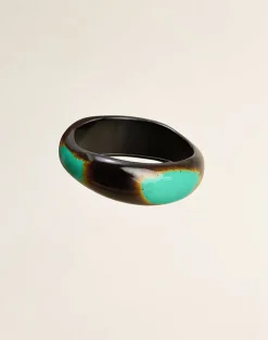Black and Turquoise Wooden Bangle