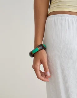 Black and Turquoise Wooden Bangle