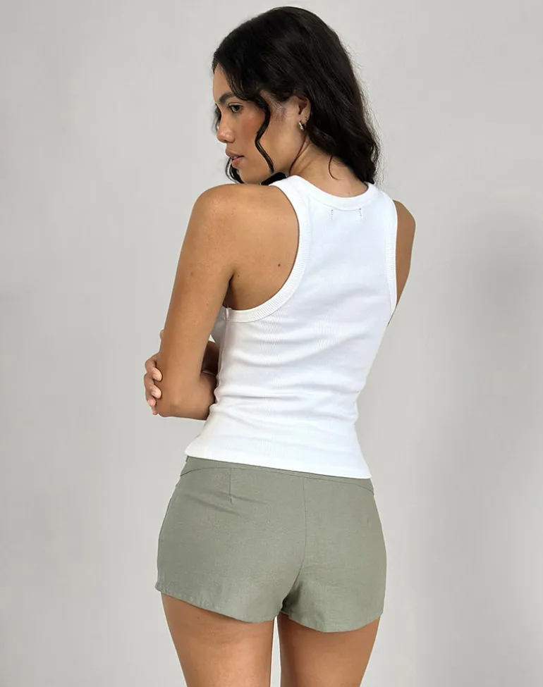 Blazy Tie Short in Linen Slate Green
