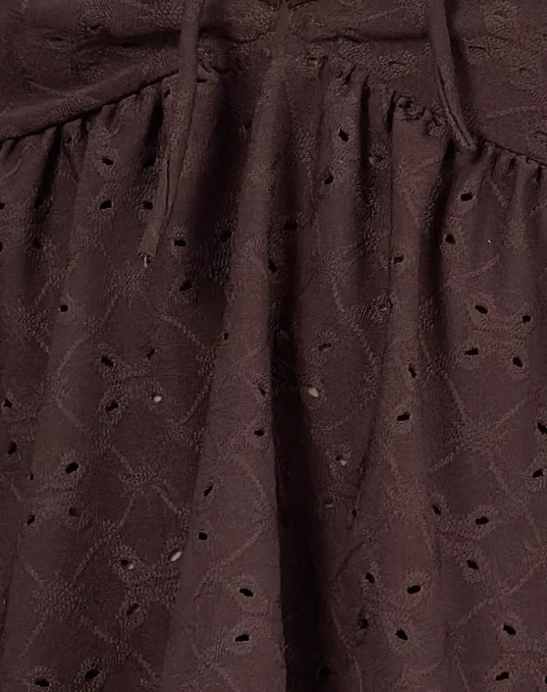Boyd Bandeau Top in Stretch Broderie Brown