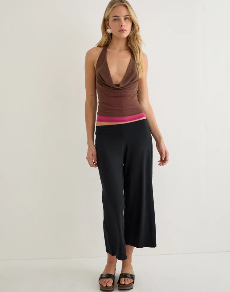 Branjali Top in Mesh Brown with Hot Pink Lining