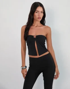 Brea Hardware Butterfly Top in Rayon Jersey Black