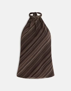 Brielle Top in Chiffon Mix Brown Stripe