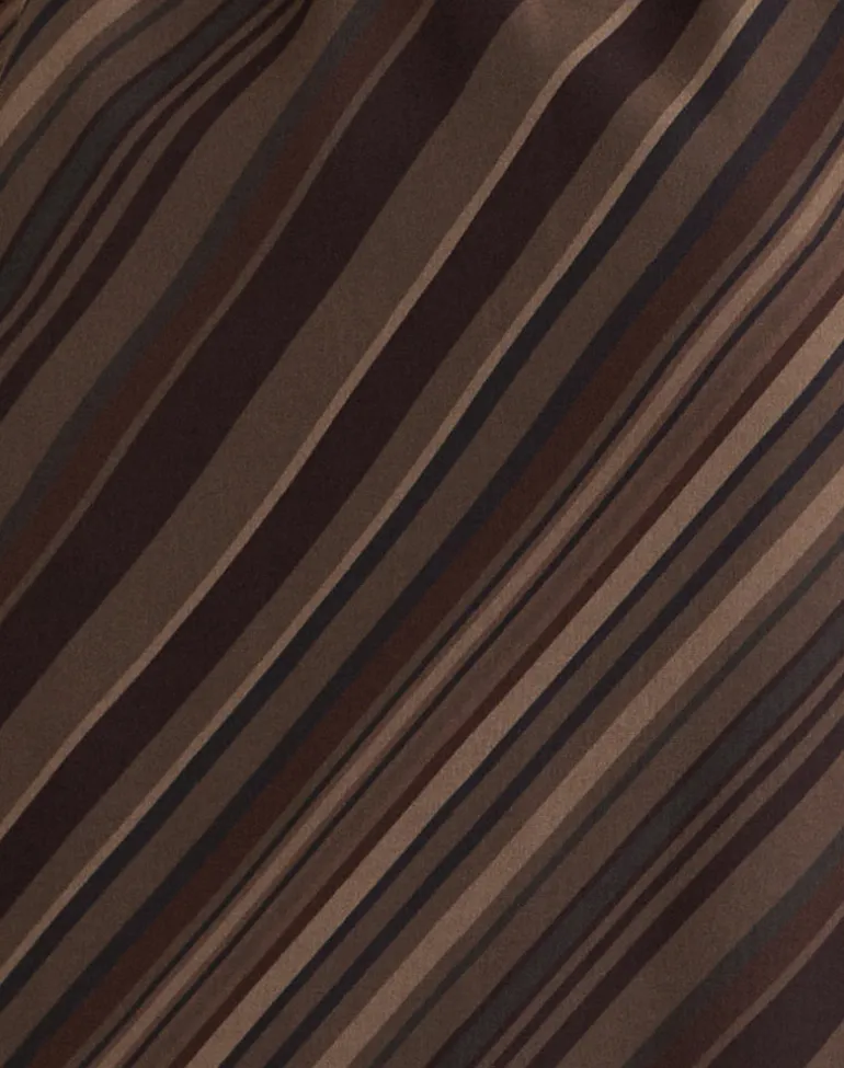 Brielle Top in Chiffon Mix Brown Stripe