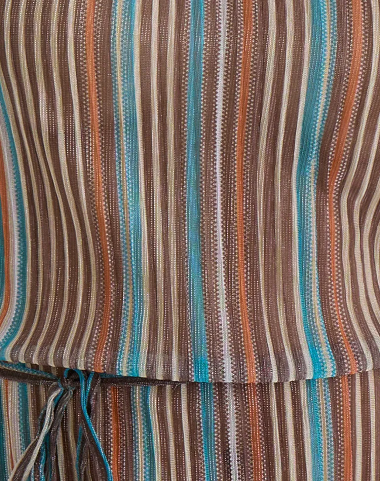 Brienne Top in Blue and Brown Shimmer Sheer Plisse