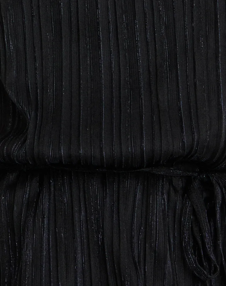 Brienne Top in Chiffon Plisse Black with Lining