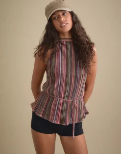 Brienne Top in Shimmer Plisse Multicolour Brown