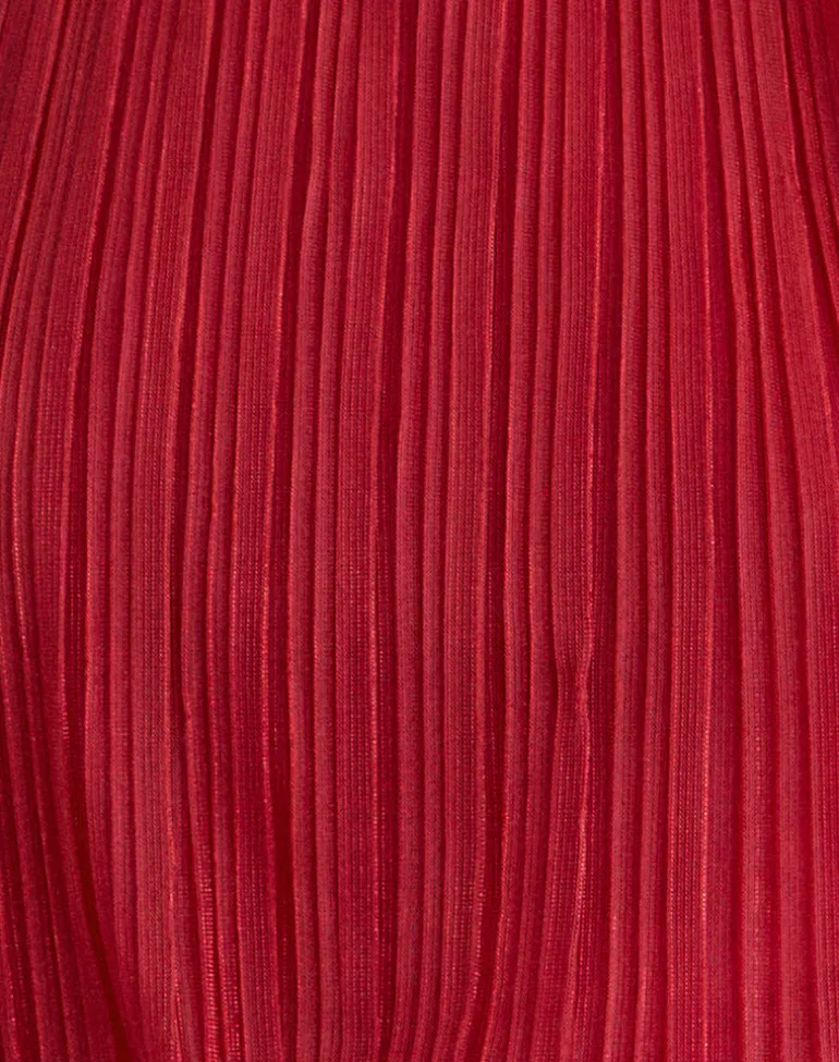 Brienne Top in Shimmer Plisse Red