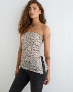 Brilia Bandeau Top in Paisley Sequin Gold