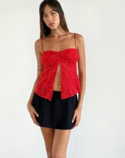 Briony Top in Lace Red
