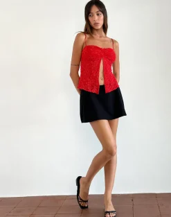 Briony Top in Lace Red