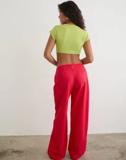 Brun Trouser with Tie in Poplin Scarlet Red