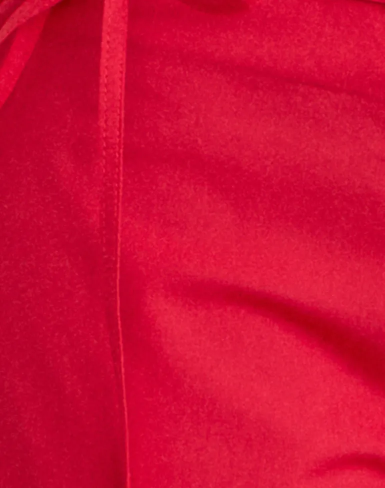 Brun Trouser with Tie in Poplin Scarlet Red