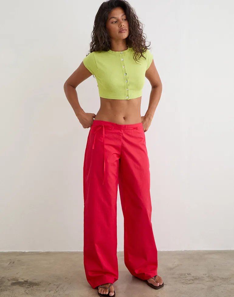 Brun Trouser with Tie in Poplin Scarlet Red