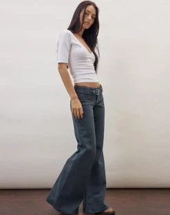 Buckle Flare Trouser in Air Force Blue