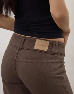 Buckle Flare Trouser in Dark Brown