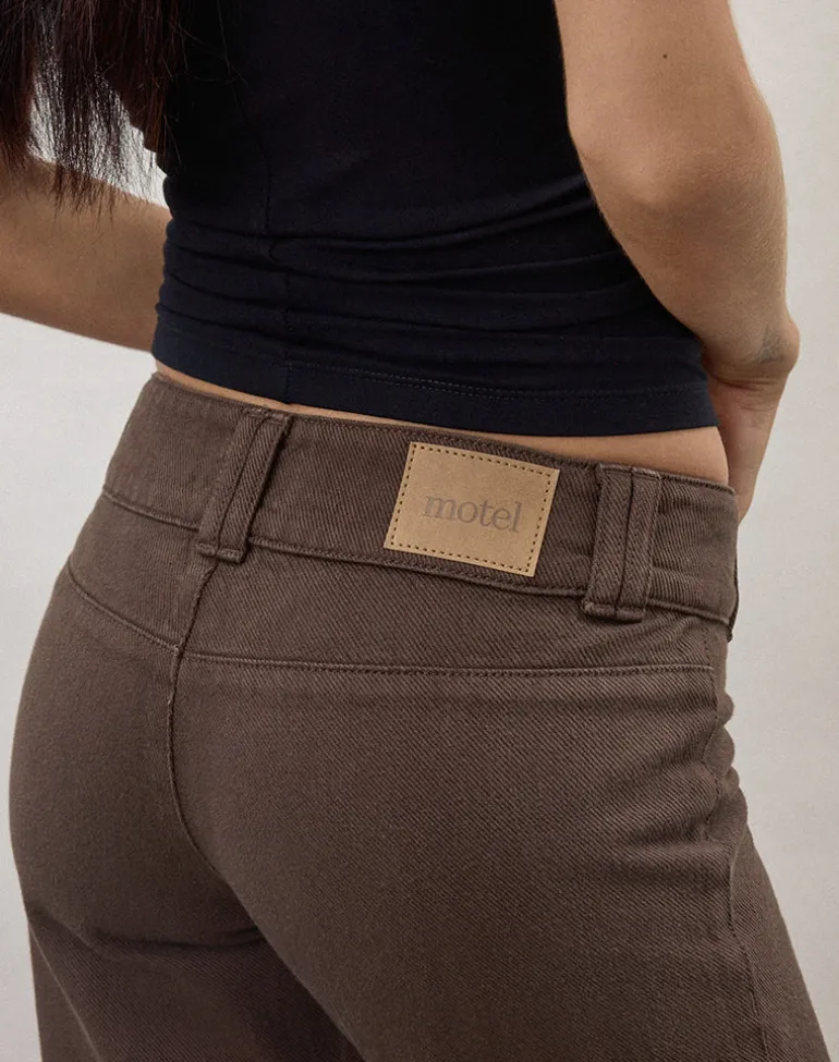 Buckle Flare Trouser in Dark Brown