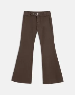 Buckle Flare Trouser in Dark Brown