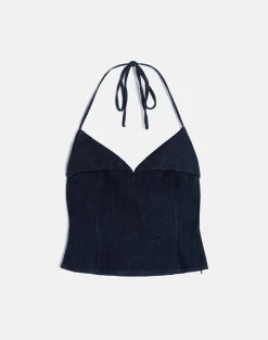 Caira Chambray Halter Top in Indigo