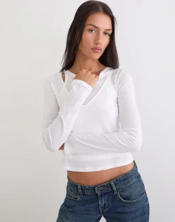 Cak Long Sleeve Top in Tissue Jersey White
