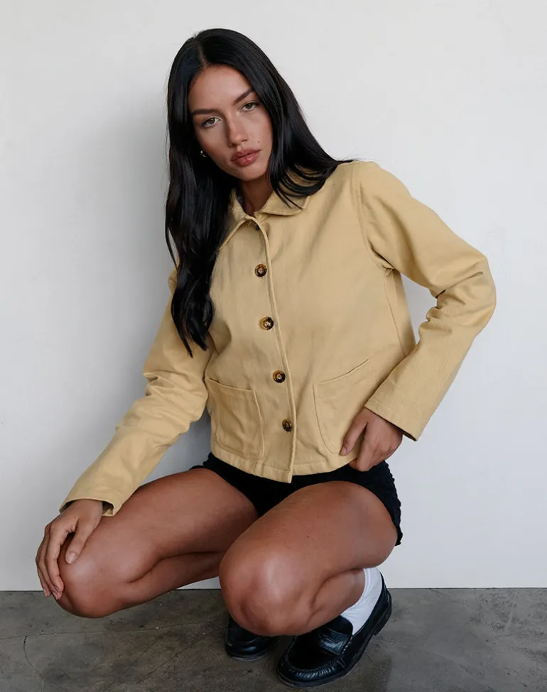Calva Boxy Jacket in Tan