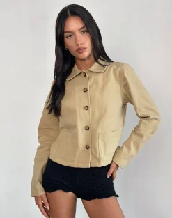 Calva Boxy Jacket in Tan