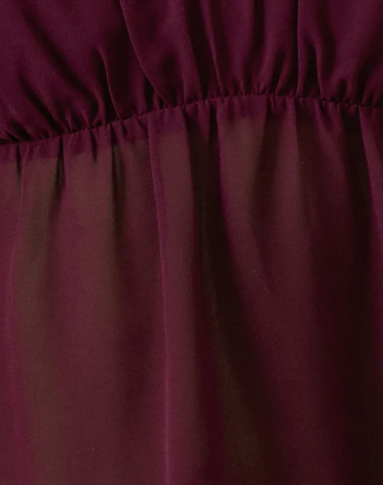 Camden Cami Top in Satin Chiffon Burgundy