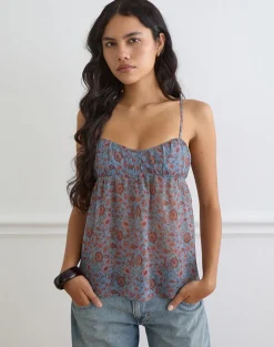Camden Cami Top in Shadow Blossom Blue Chiffon