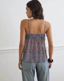 Camden Cami Top in Shadow Blossom Blue Chiffon