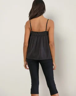 Camden Longline Cami Top in Satin Black
