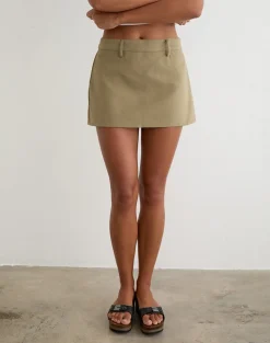 Carlin Mini Skirt in Khaki