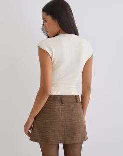 Carlin Mini Skirt in Tailoring Brown Houndstooth