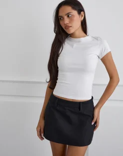 Carlin Mini Skirt in Twill Black