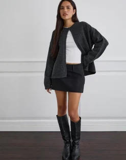Carlin Mini Skirt in Twill Black