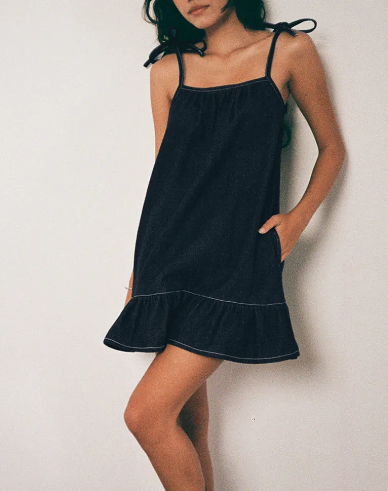 Carlisle Mini Dress in Chambray Indigo