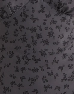 Carmila Gathered Mini Dress in Minimal Flower Dark Grey